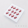 12PCS OF CZ BLOODY MOON BLEEEDING 316L SURGICAL STEEL L-SHAPE NOSE RING BOX
